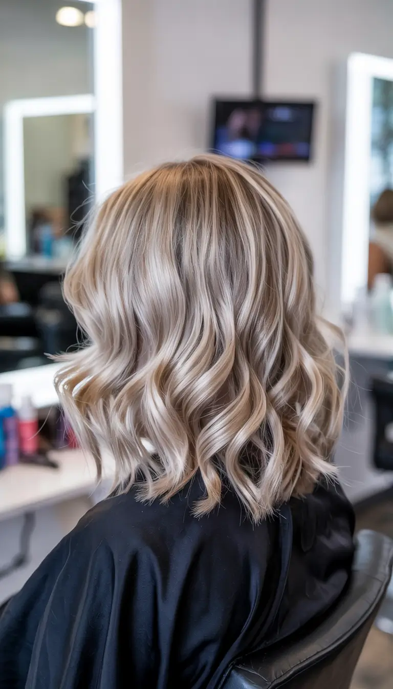 winter hairstyles and color for women over 50 Snowy Blonde Waves