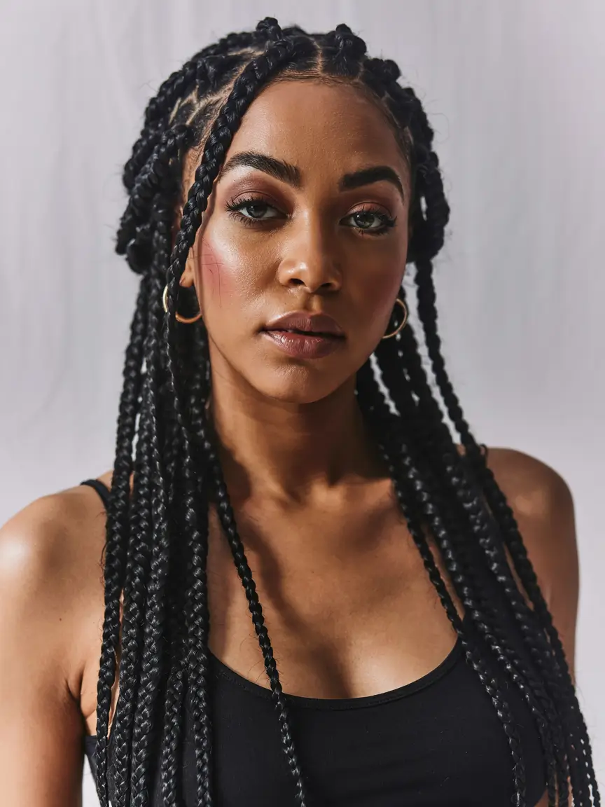 winter-hairstyles-for-black-women-braids-Modern-Box-Braids-with-a-Soft-Glow