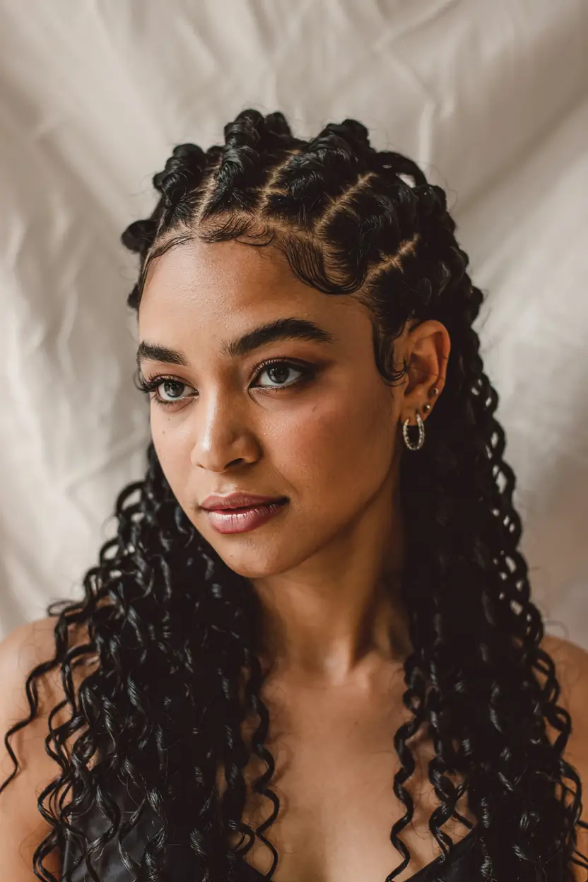 winter hairstyles for black women braids Defined Braided Crown