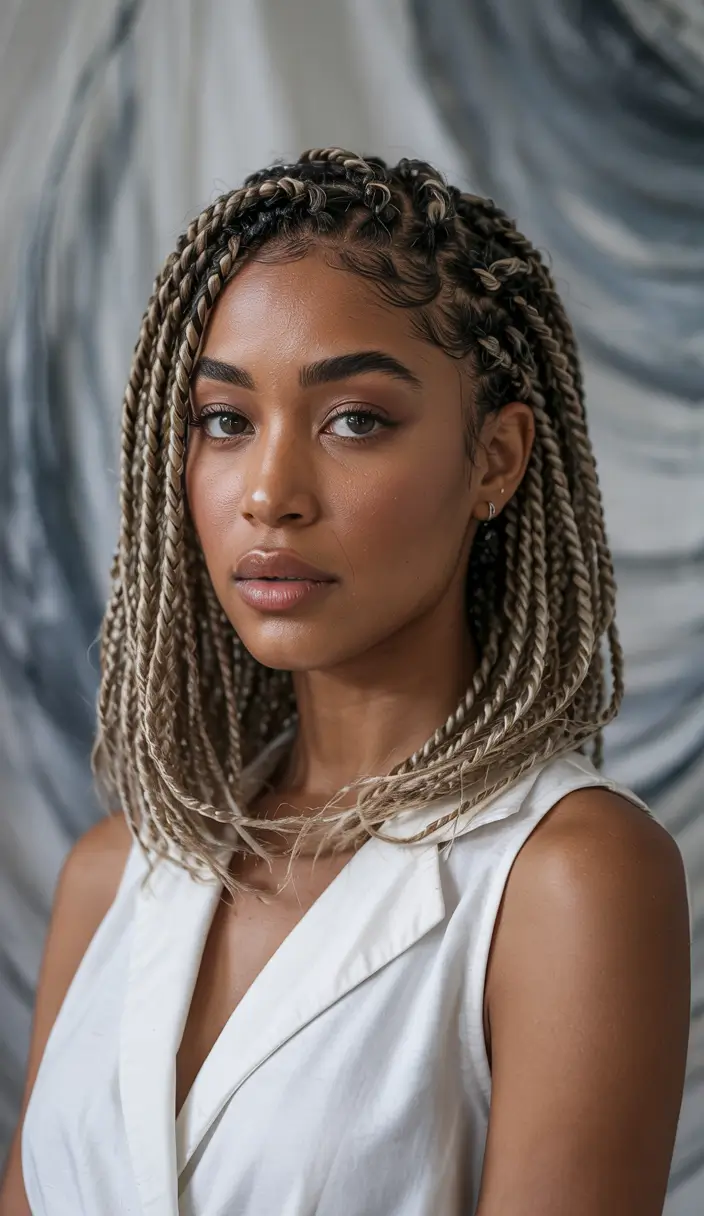winter hairstyles for black women braids Two-Tone Twist Bob