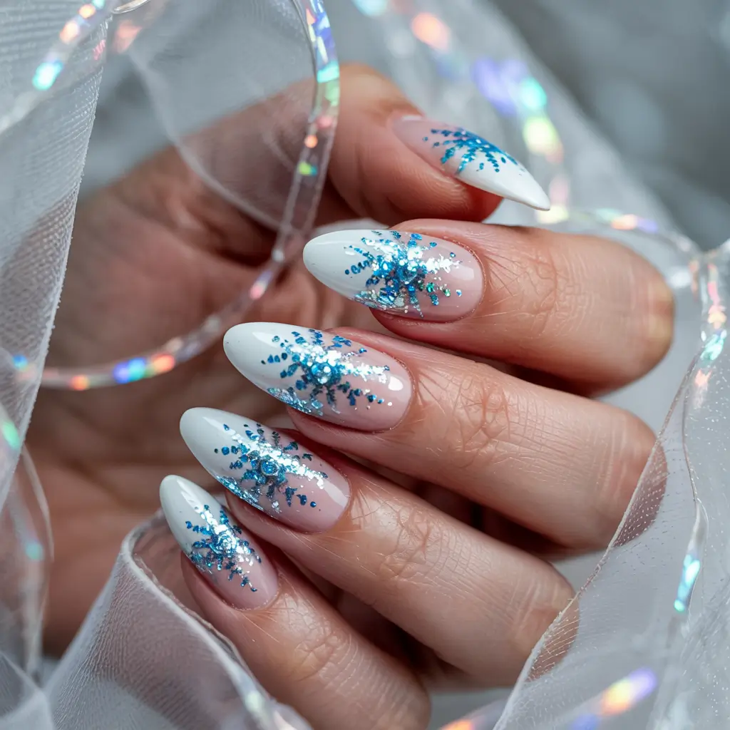 long winter nails 2025 Arctic Glitter Bloom