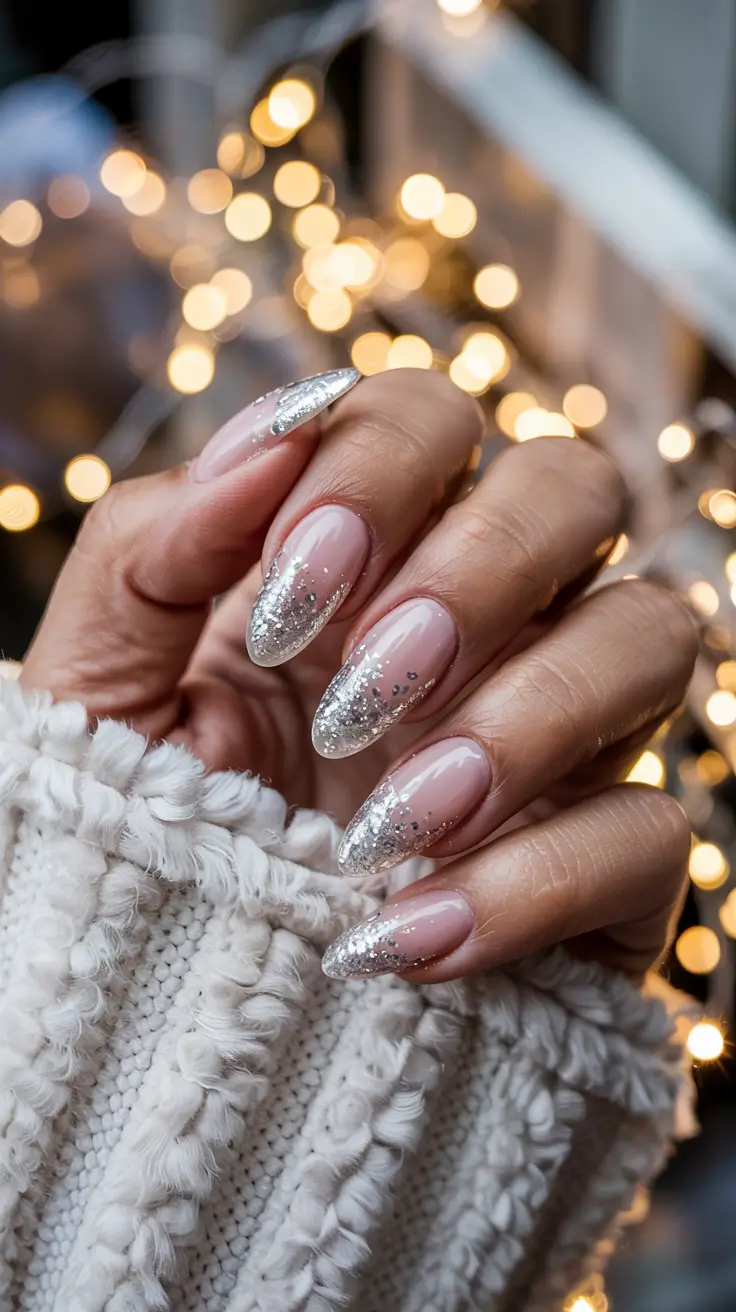long winter nails acrylic Champagne Spark Gradient