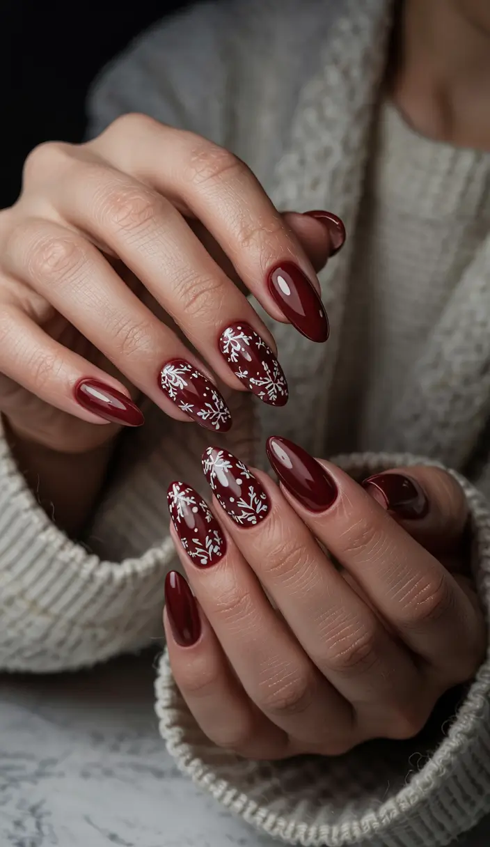 long winter nails 2025 Burgundy Frost