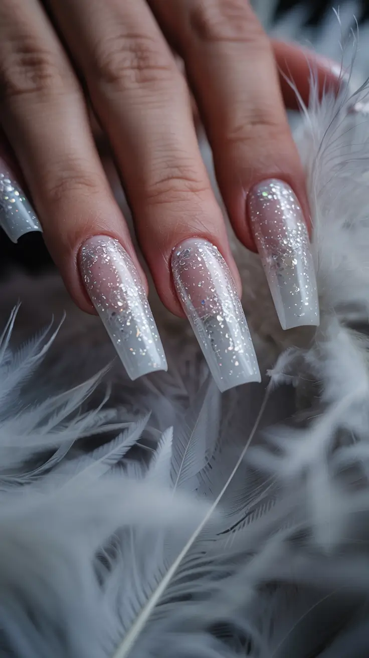 winter acrylic nails simple Crystal Ice Illusion