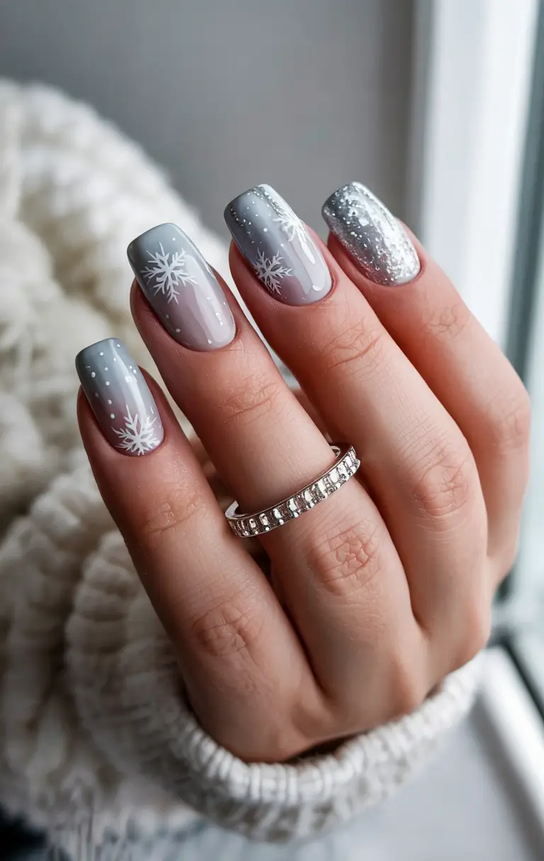 winter acrylic nails designs Silver Whisper