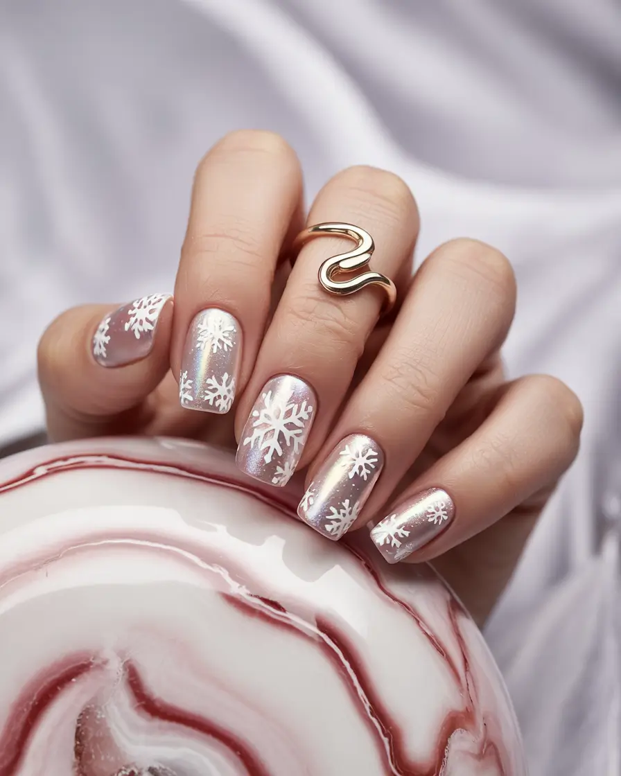 winter acrylic nails designs Frosted Petals