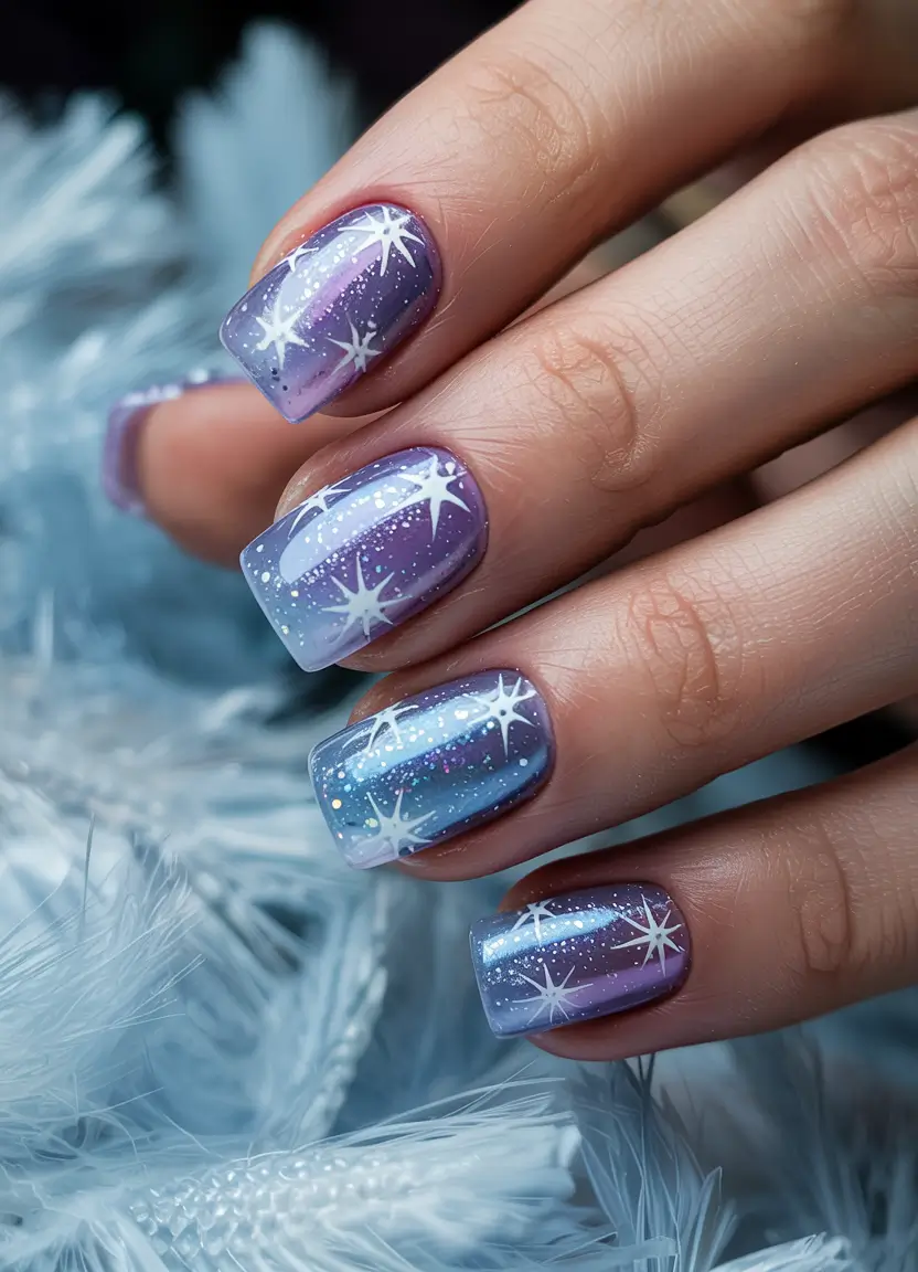 winter acrylic nails blue Cosmic Velvet