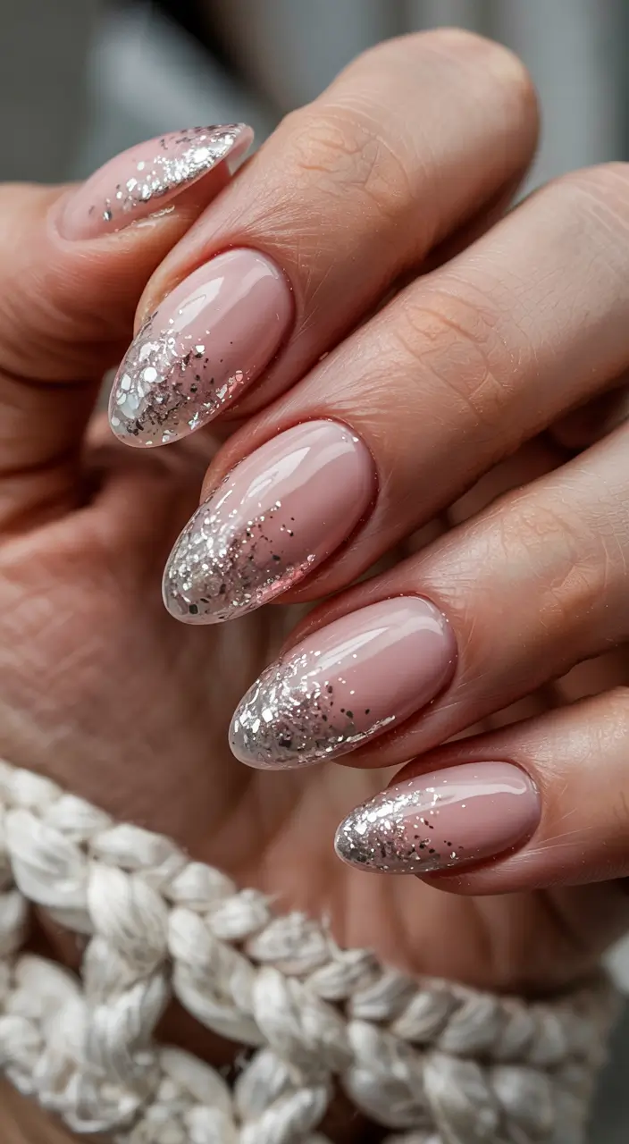 winter gel nails designs classy Silver Frost Fade