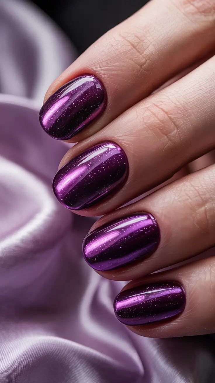 winter gel nails ideas 2025 Velvet Amethyst Shine