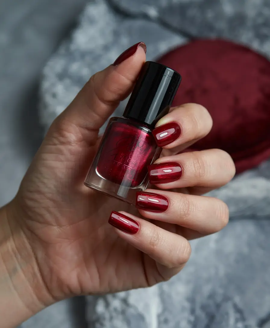 winter gel nails red Velvet Red Classic