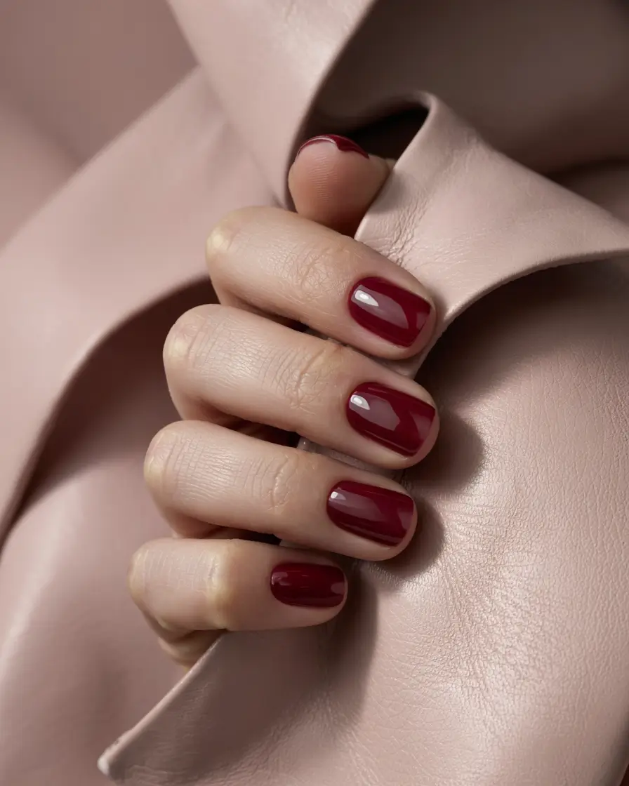 winter gel nails short Short Cherry Wine Perfection