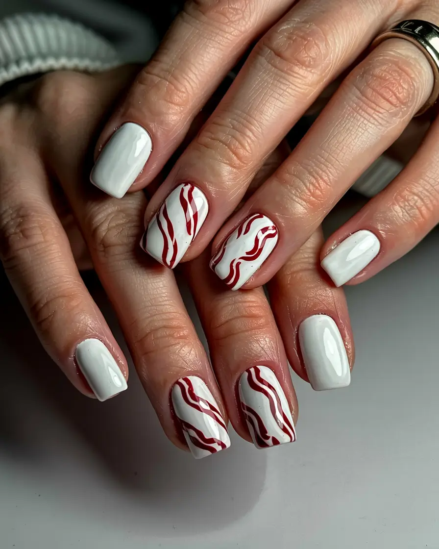 red christmas nails simple Minimal Candy Waves