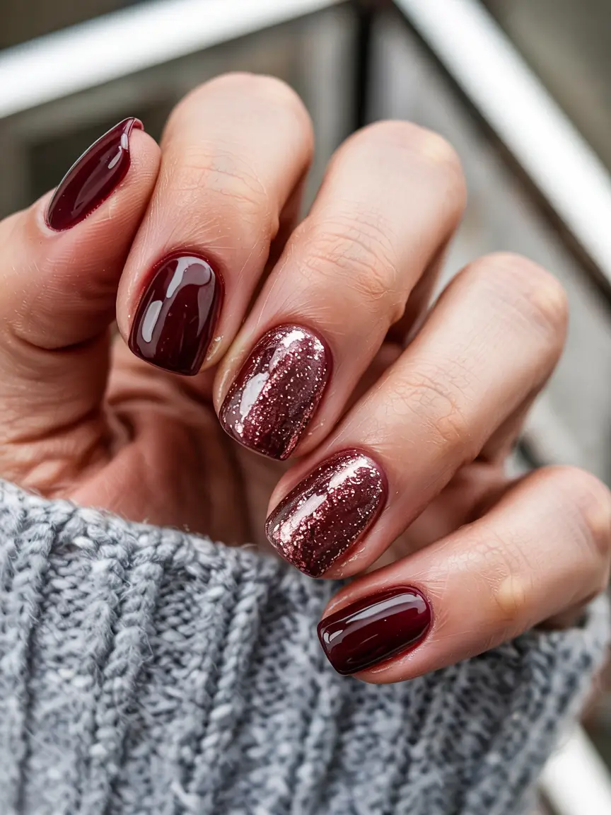 red christmas nails glitter Wine and Glitter Harmony