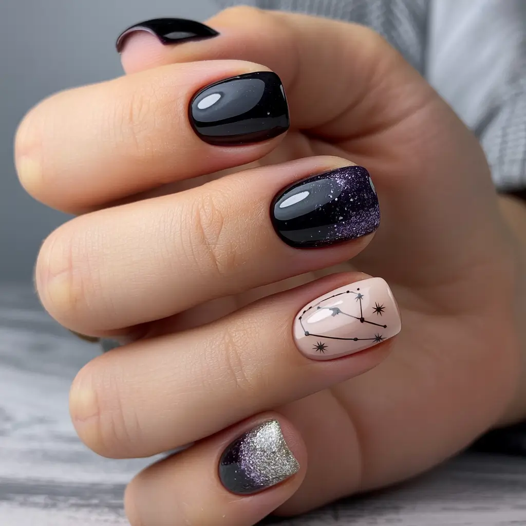 nail art ideas elegant Cosmic Night Glow