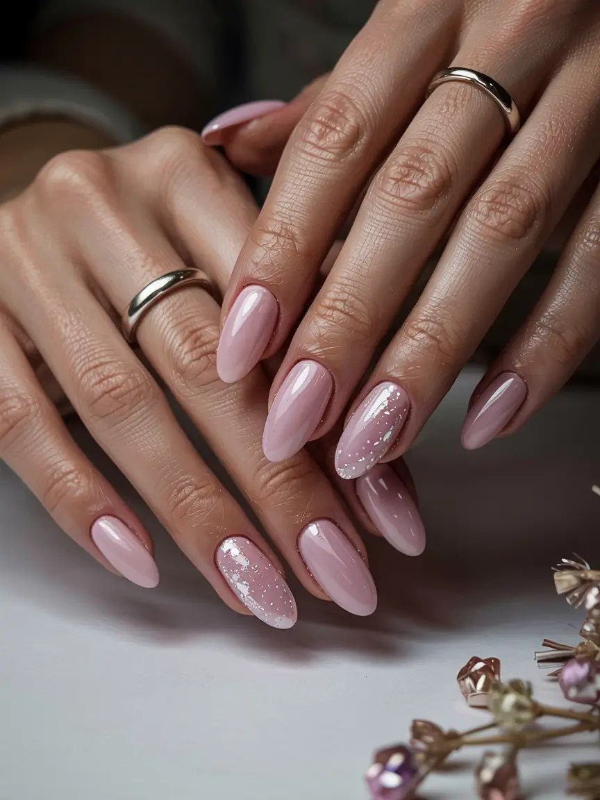 neutral winter nails almond Powdered Rose Whisper