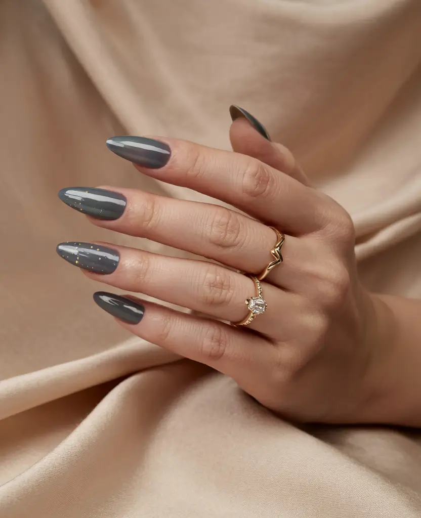 neutral winter nails gel Charcoal Satin