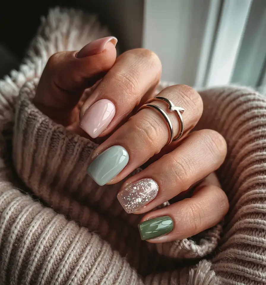 neutral winter nails gel short Muted Elegance The Cozy Neutral Mix