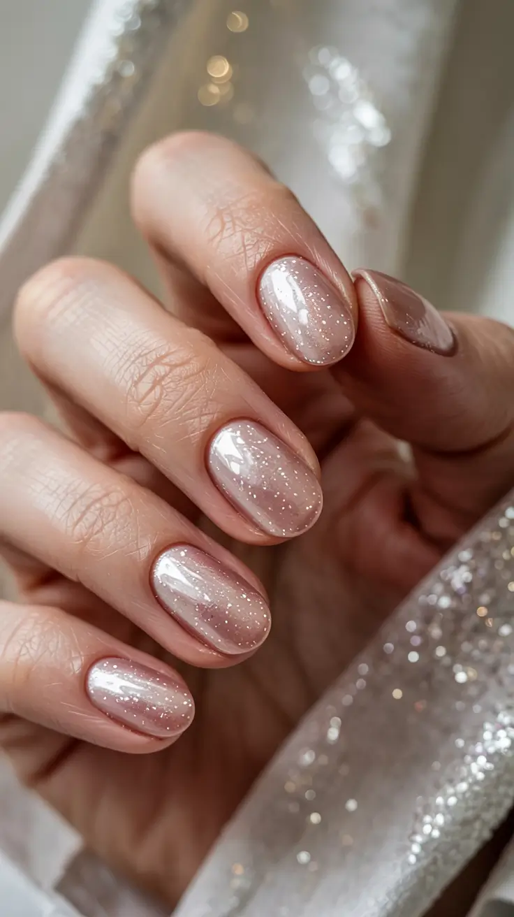 neutral winter nails gel short Champagne Glow Minimalism