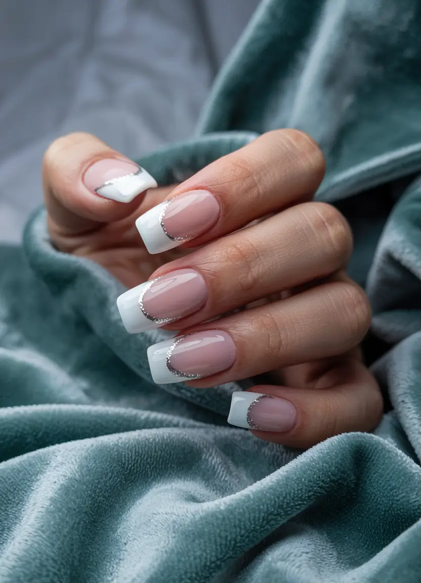 neutral winter nails gel short Frosted French Chic
