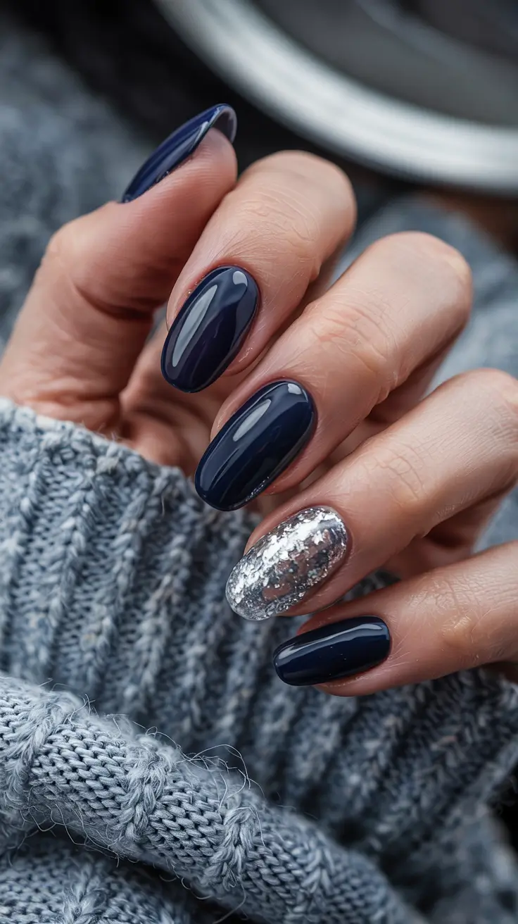 neutral winter nails gel Midnight Frost