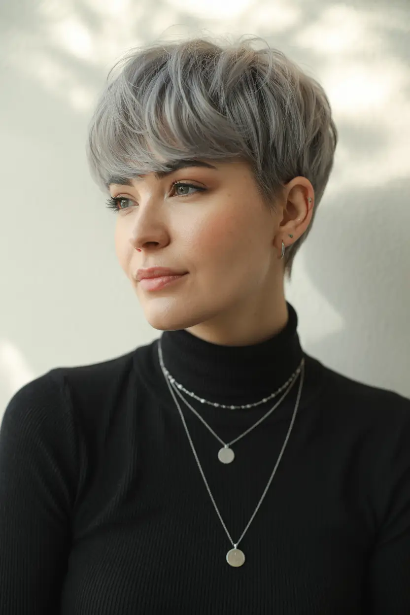 winter pixie haircuts 2025 - 2026 Silver Frost Elegance