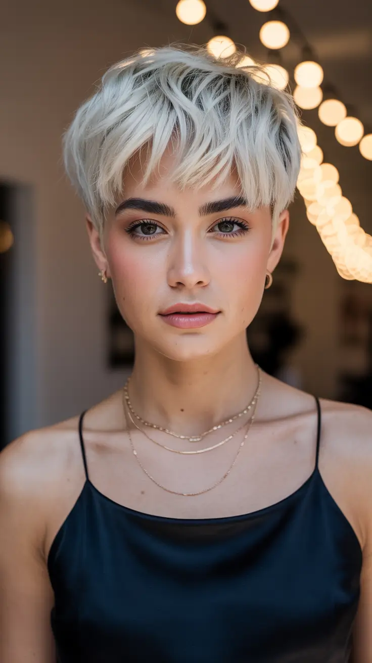 winter pixie haircuts 2025 - 2026 Platinum Glow