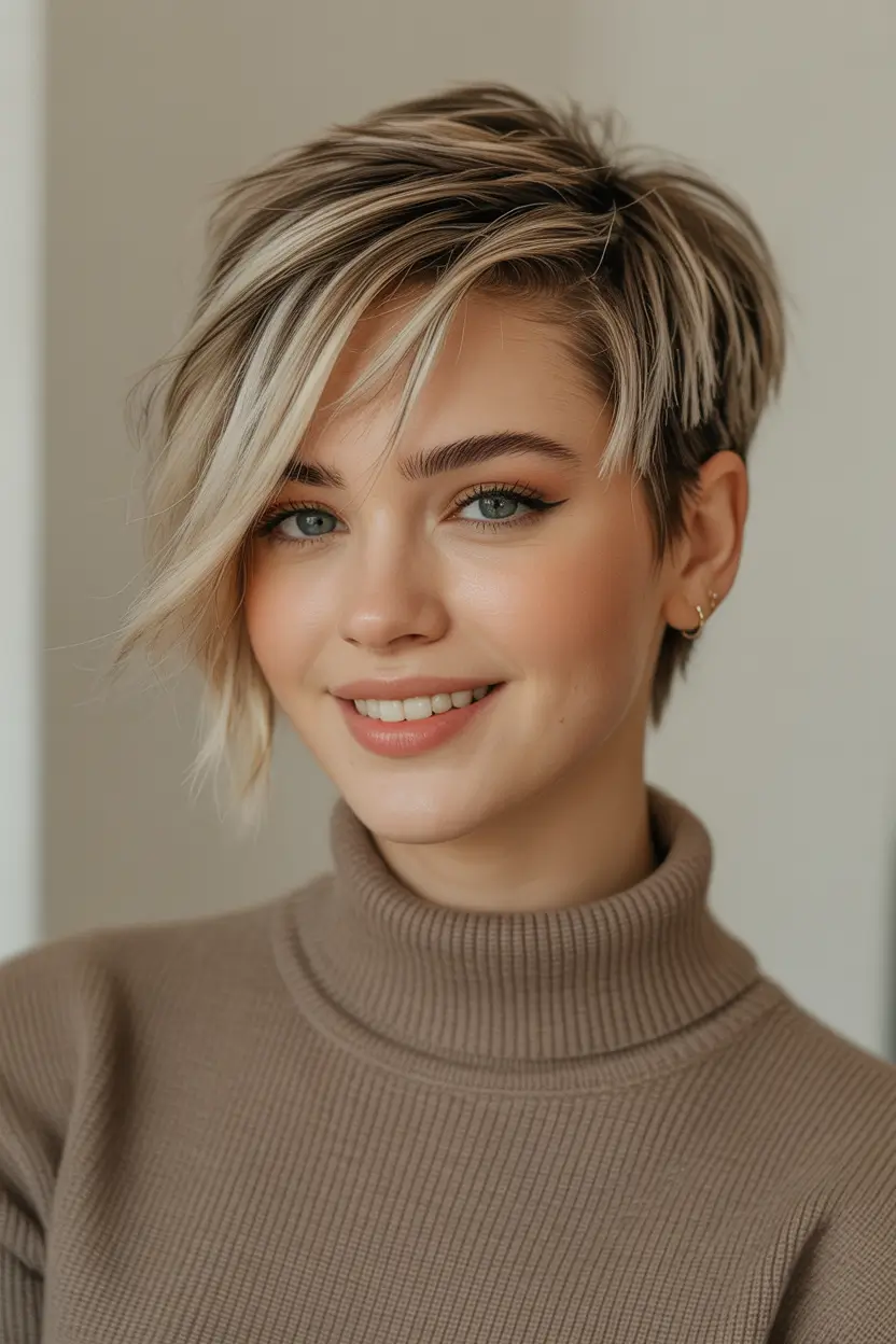 winter pixie haircuts 2025 - 2026 Blended Blonde Layers