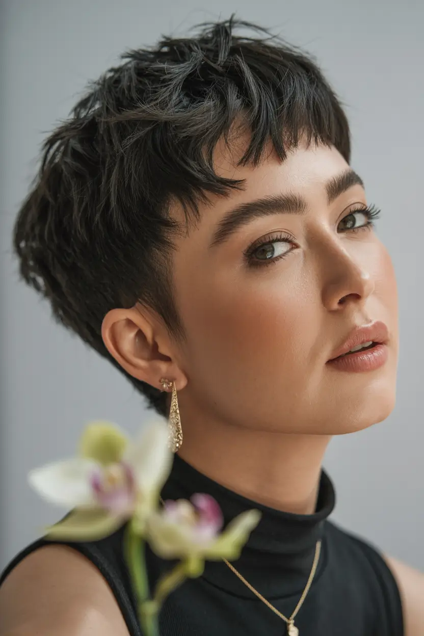 winter pixie haircuts 2025 - 2026 Textured Crop with Choppy Bangs