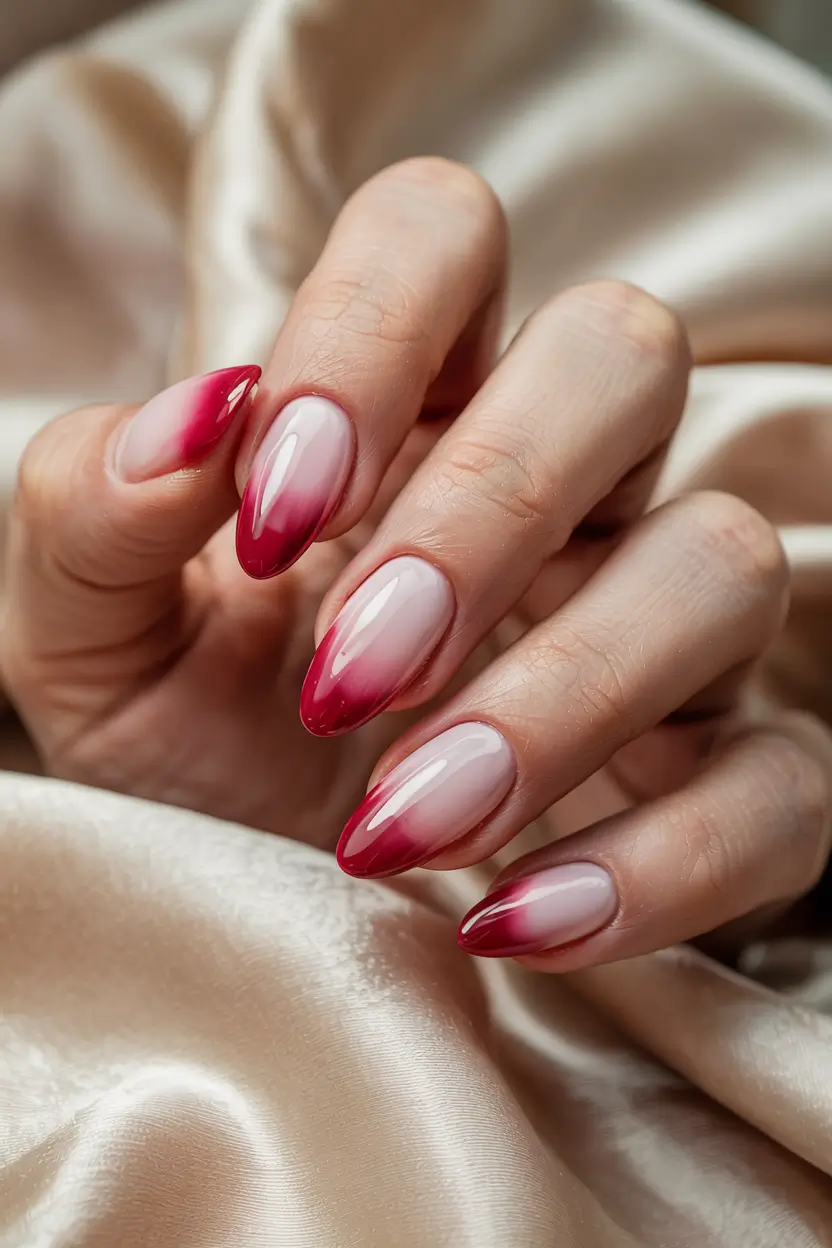 red winter nails 2025 Frosted Cherry Ombre