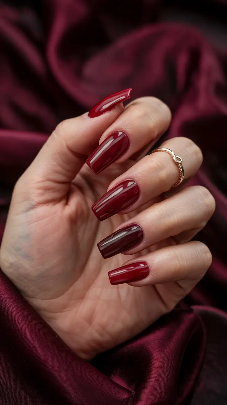 red winter nails 2025 Classic Cabernet Shine