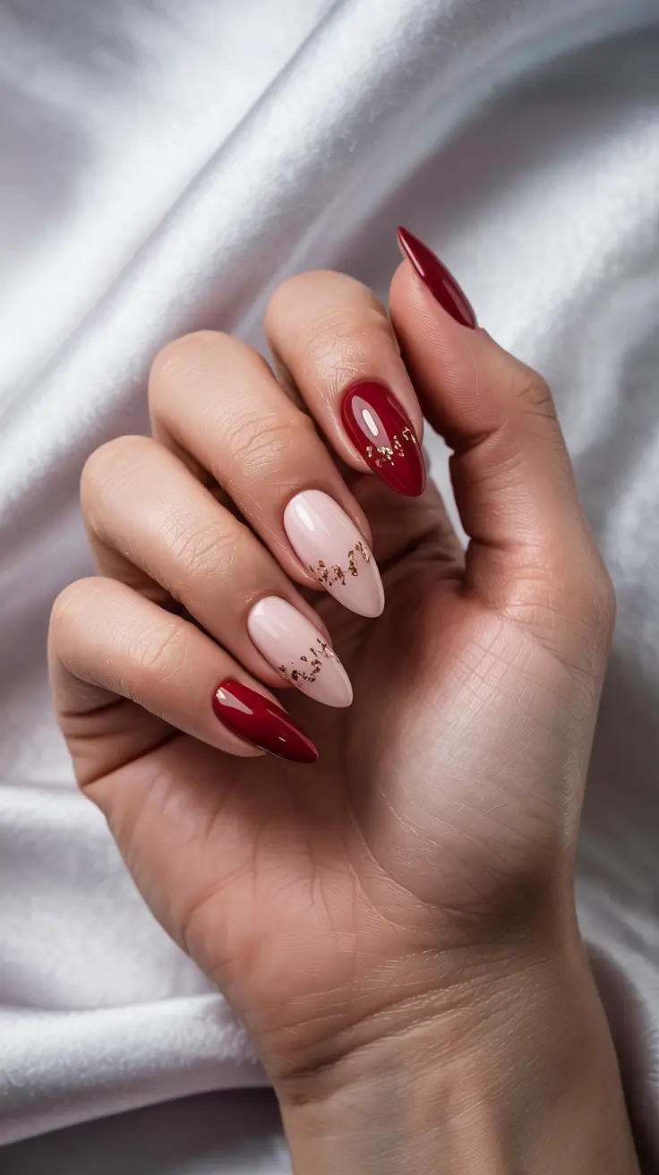 red winter nails 2025 Scarlet & Blush Harmony