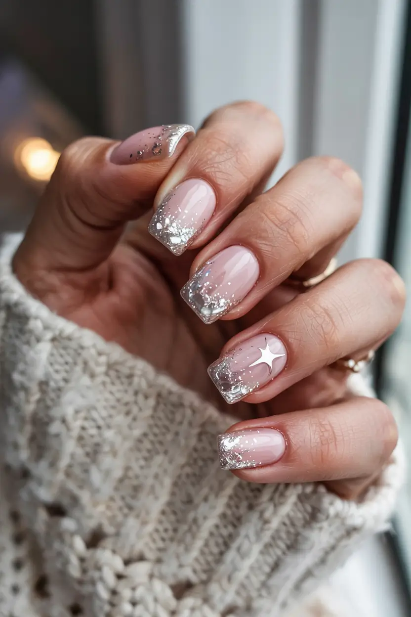 short winter nails ideas Frosted Silver Dream