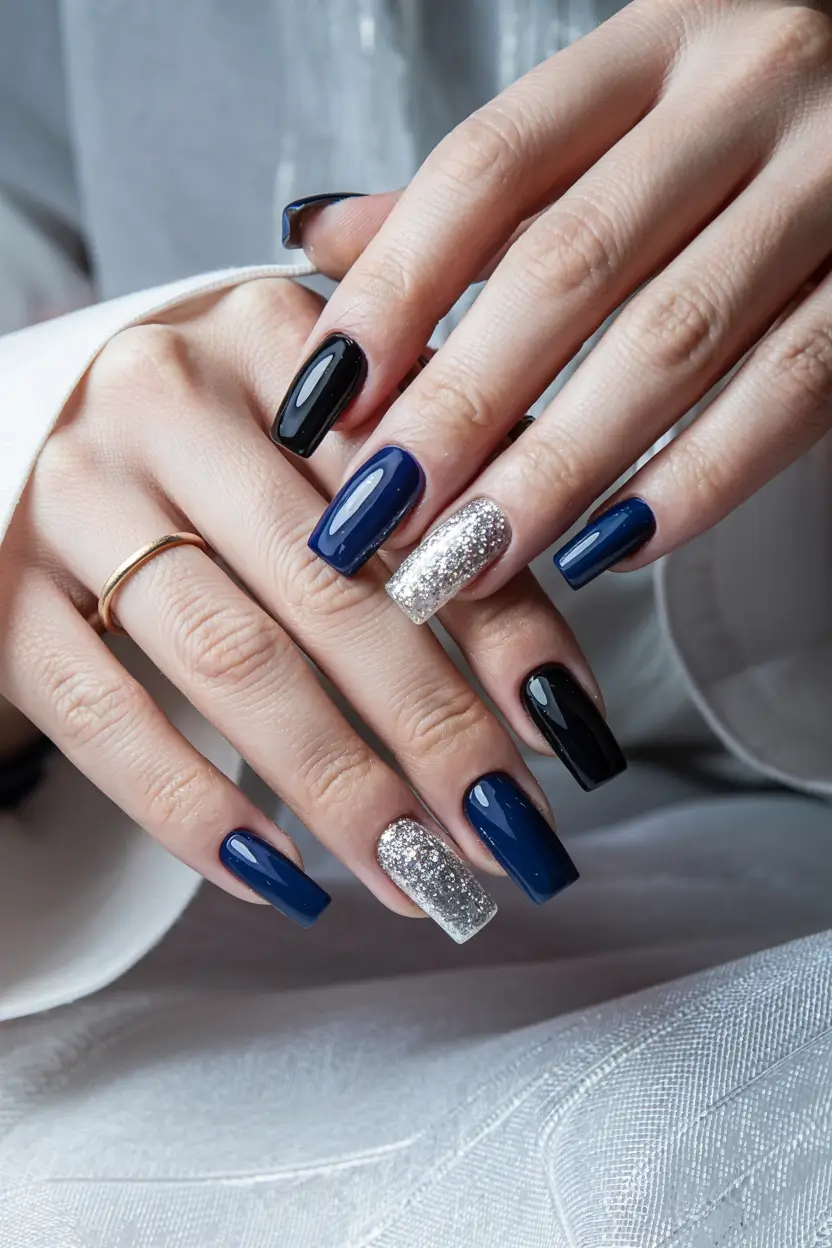 short winter nails ideas Galaxy Luxe Nights