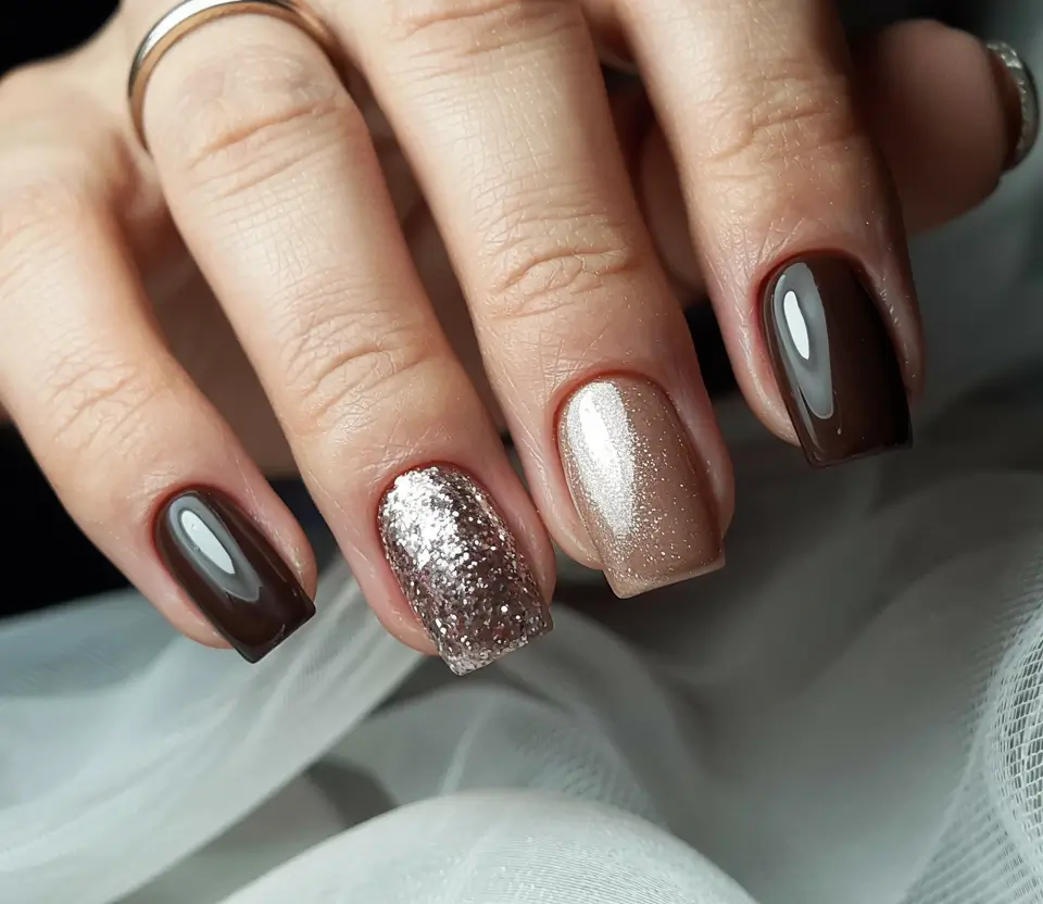 short winter nails ideas Mocha Spark Comfort