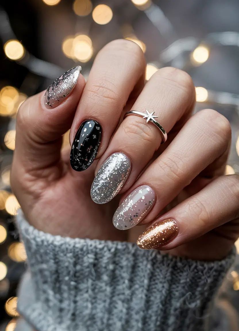 short winter nails ideas Celestial Spark Mix