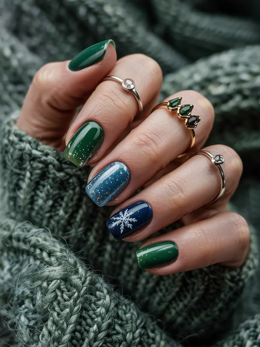 short winter nails ideas Evergreen Spark Serenity