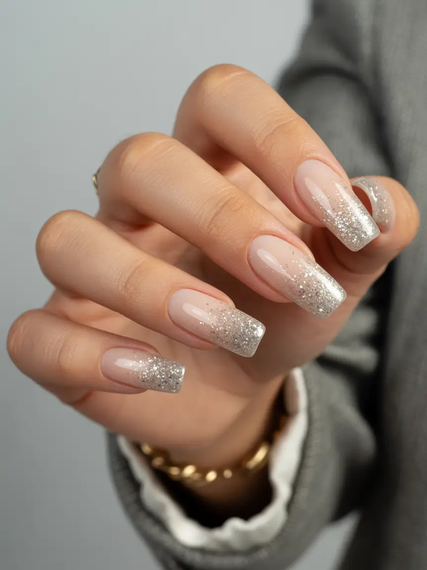 simple christmas nails white Silver Frost Dreams