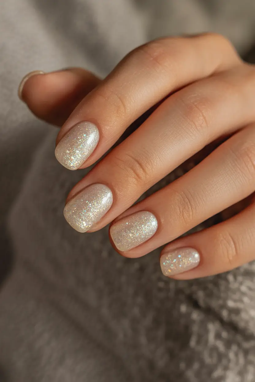 simple christmas nails winter Snow Veil Sparkle