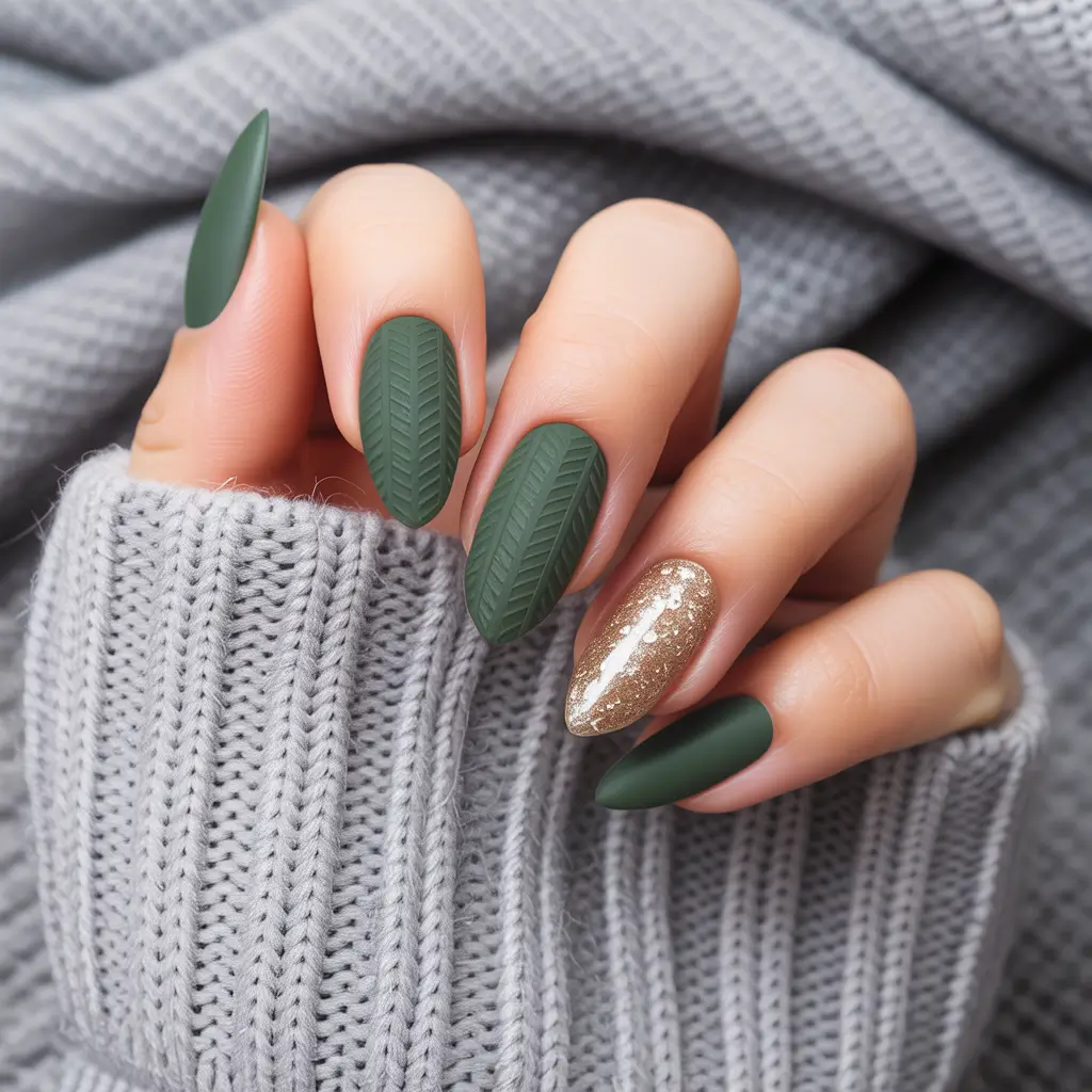 simple christmas nails green Evergreen Luxe