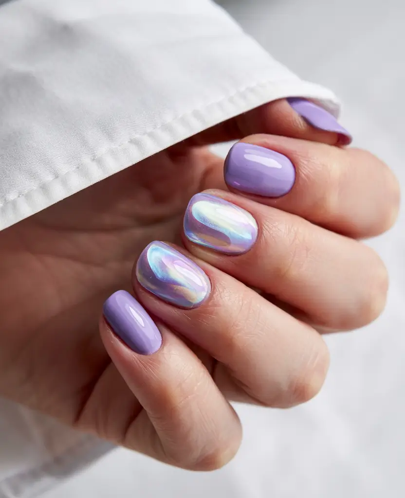 simple winter nails 2025-2026 iridescent winter pearl