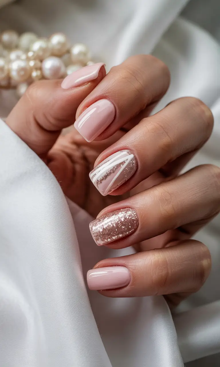 simple winter nails 2025-2026 champagne frost elegance