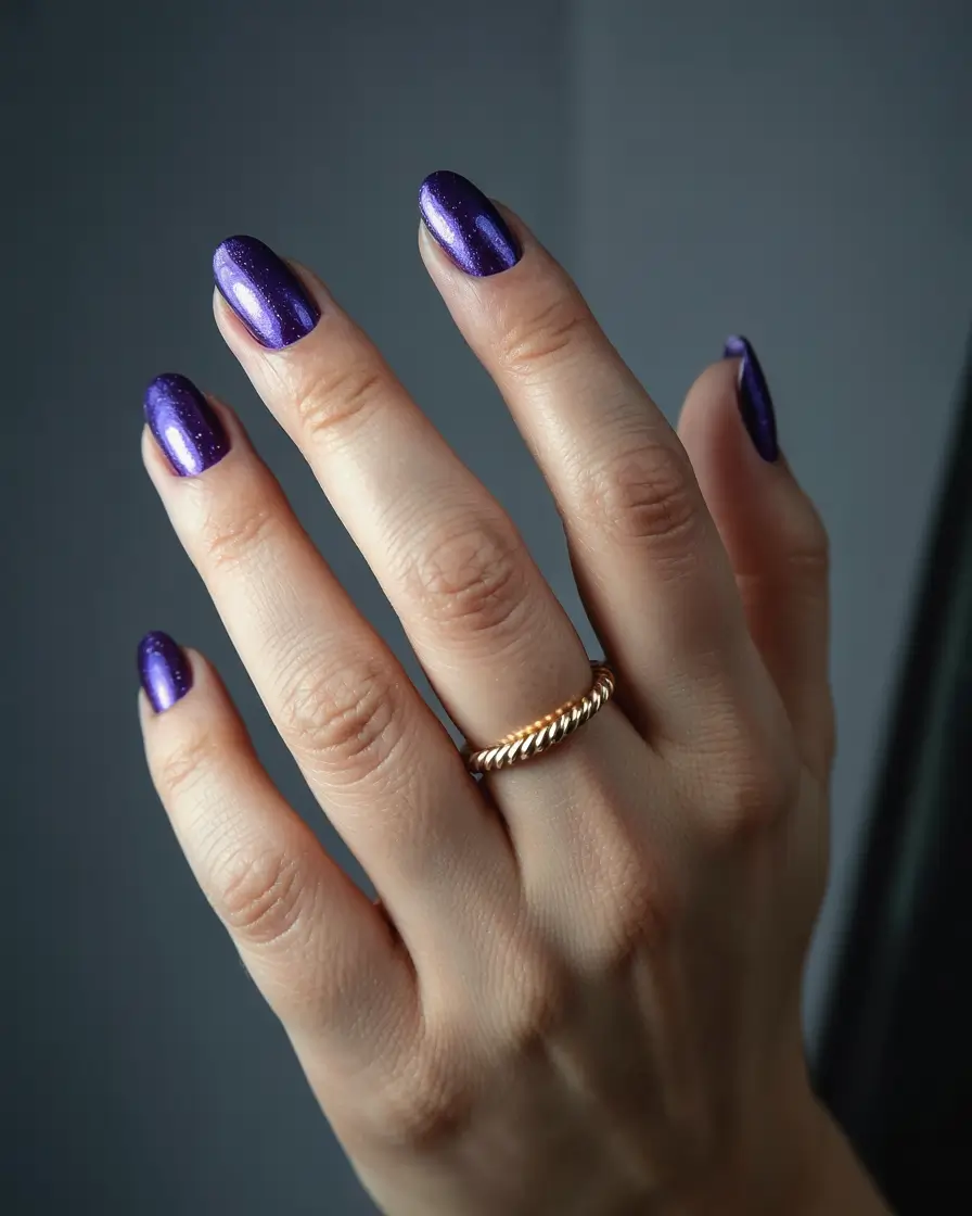 simple winter nails 2025-2026 Velvet Violet Glam