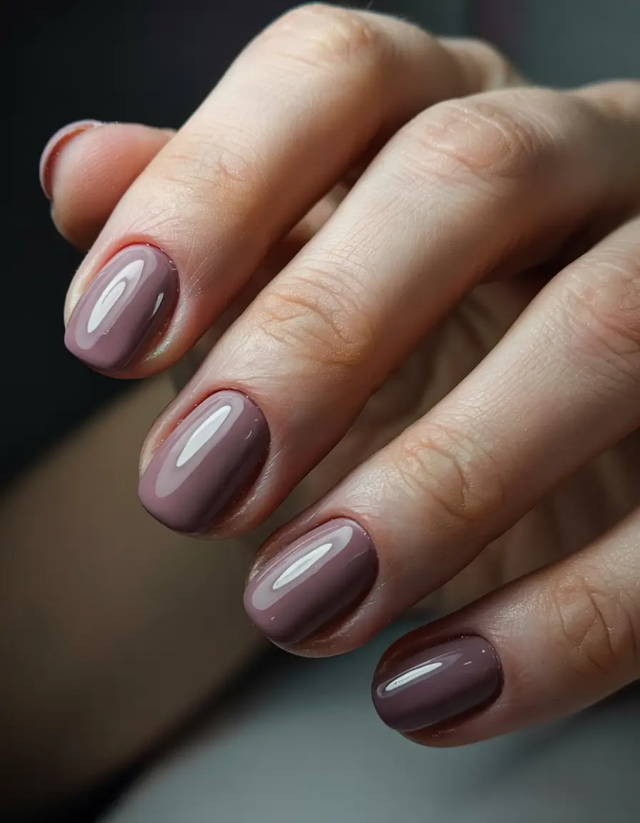 simple winter nails 2025-2026 Mulberry Cocoa Calm