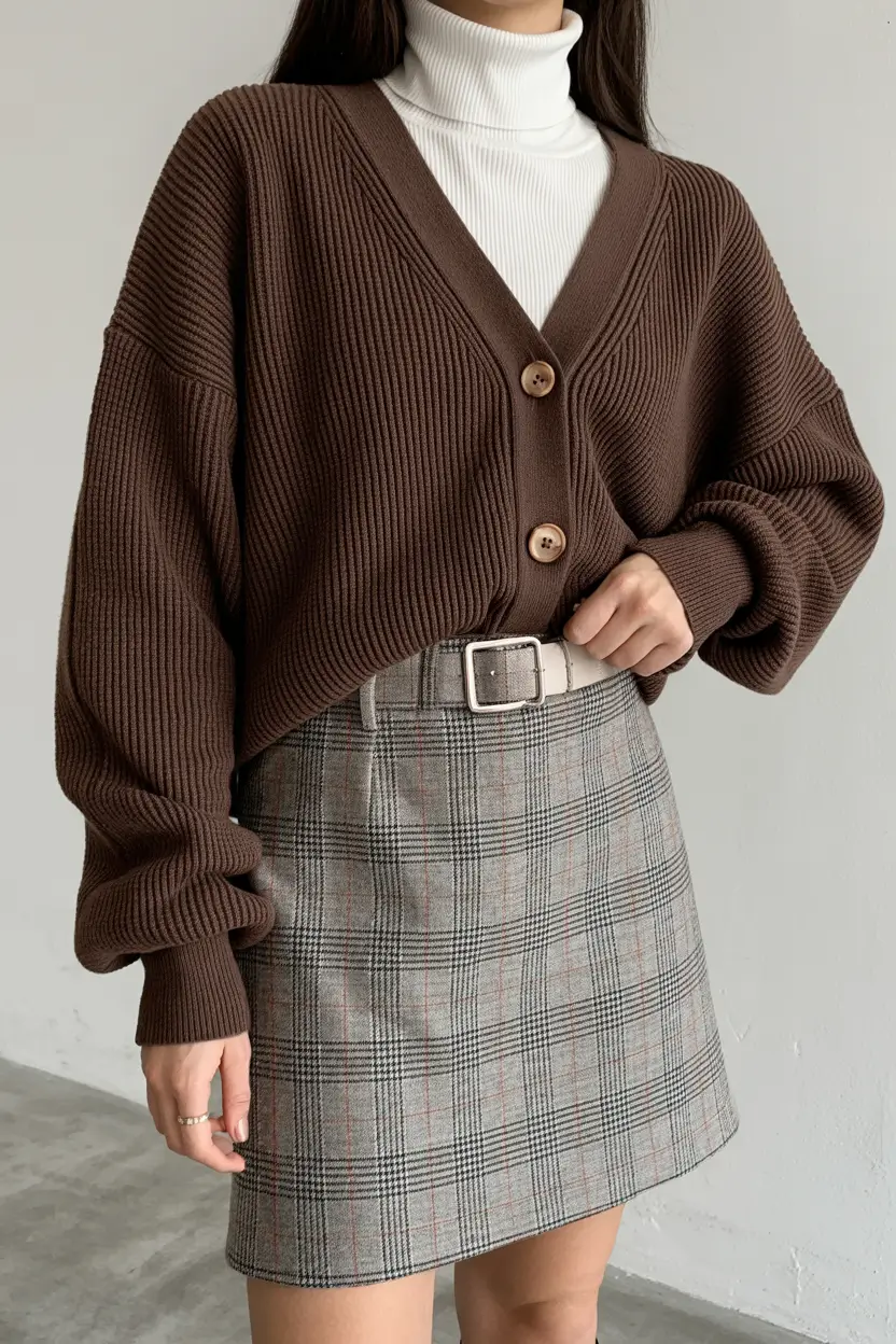 skirt outfits autumn Classic Patterns Meet Cozy Layers