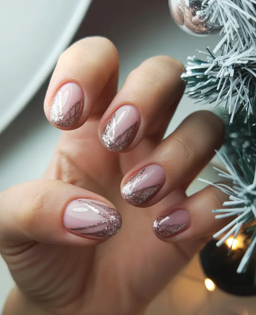 christmas nail designs glitter Champagne Lines