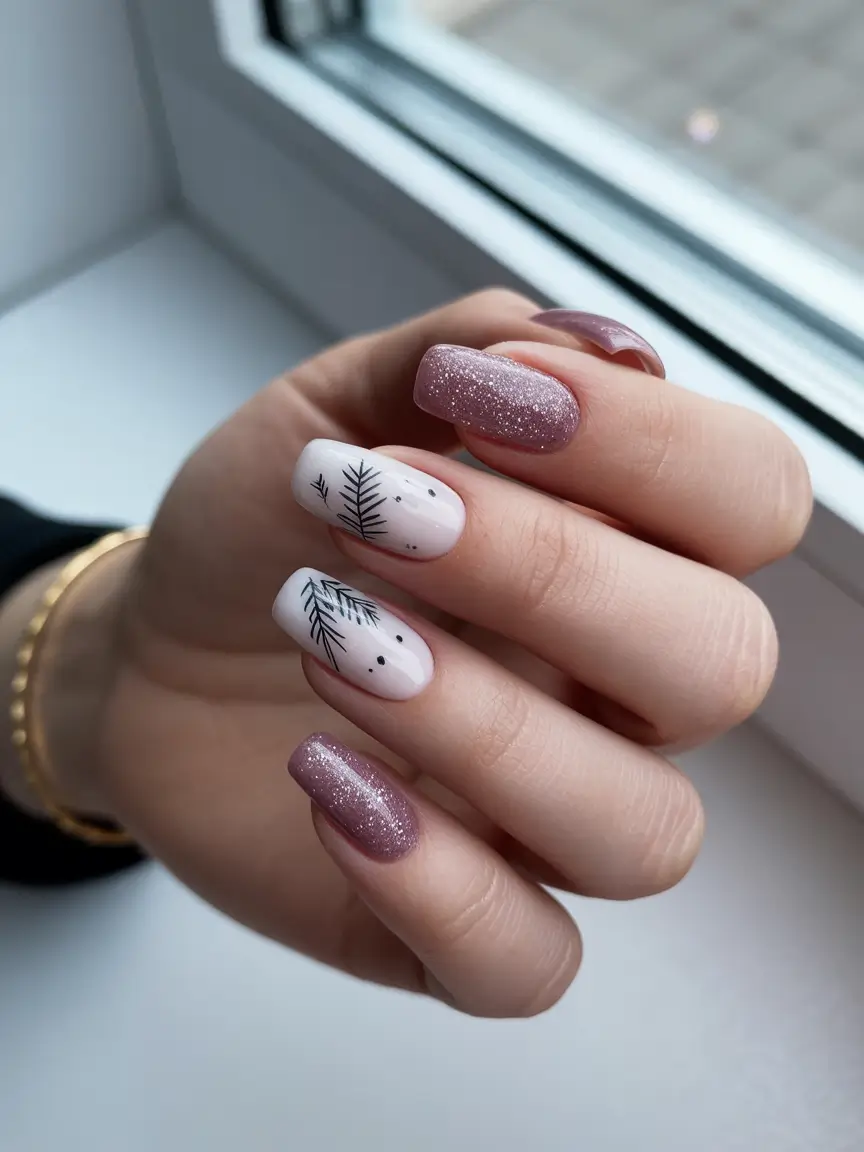 christmas nail designs 2025 Frosted Pine Whisper