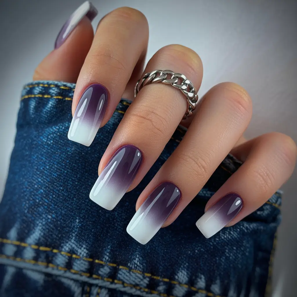 christmas nail designs Frosted Plum Ombre Elegance