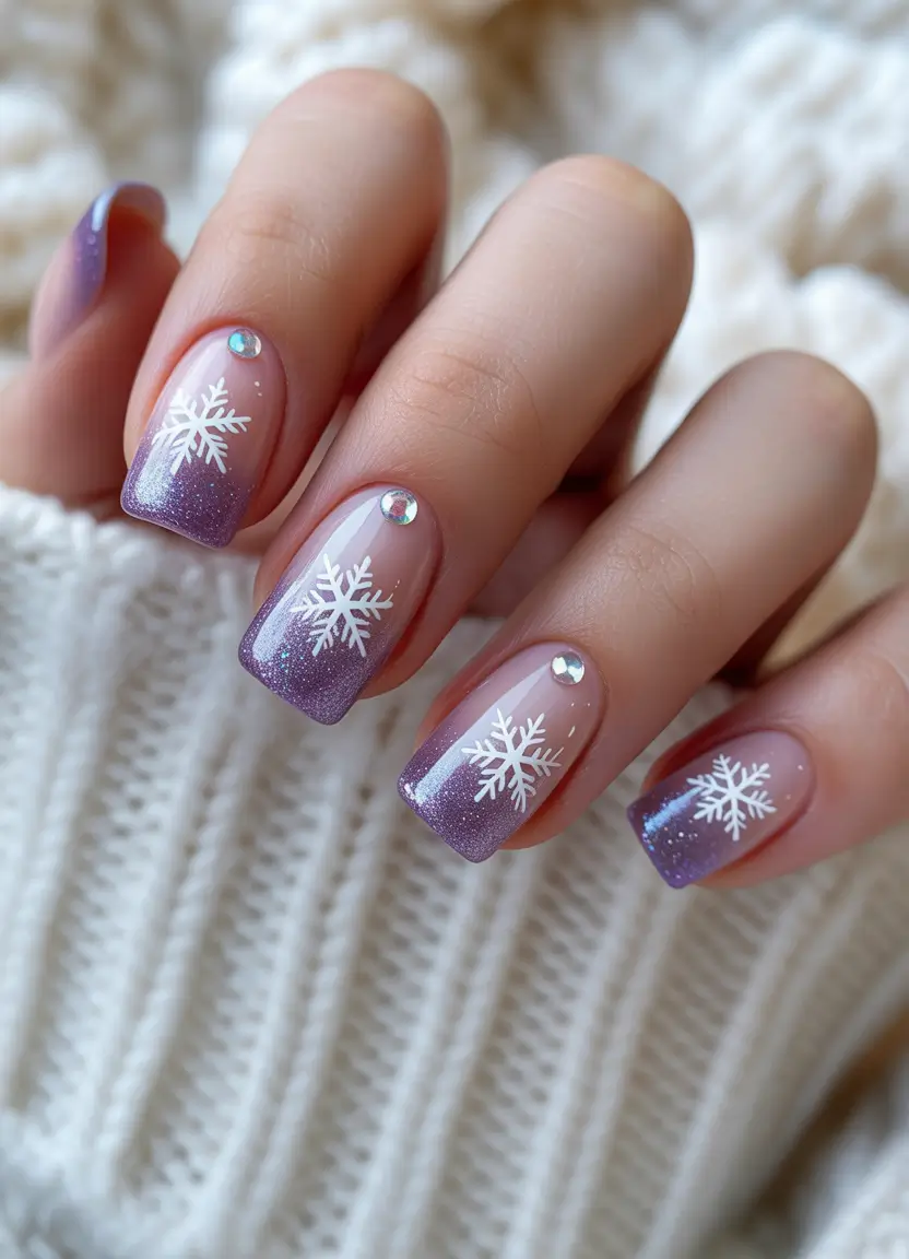 christmas nail designs 2025 Frosted Snowflake Glow
