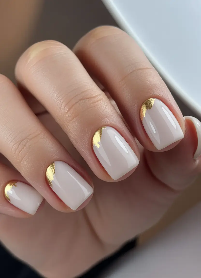 christmas nail designs Minimalist Gold Accent French