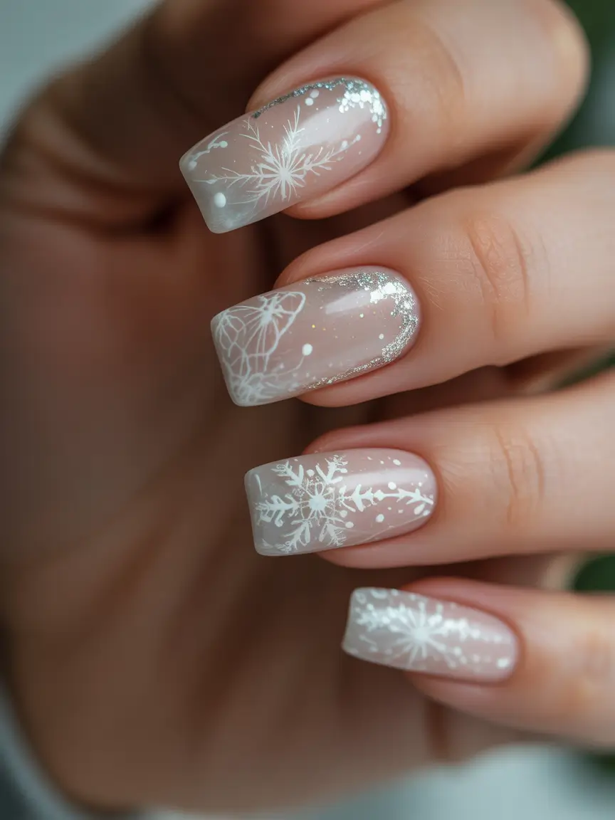 christmas nail designs Snowflake Dream French